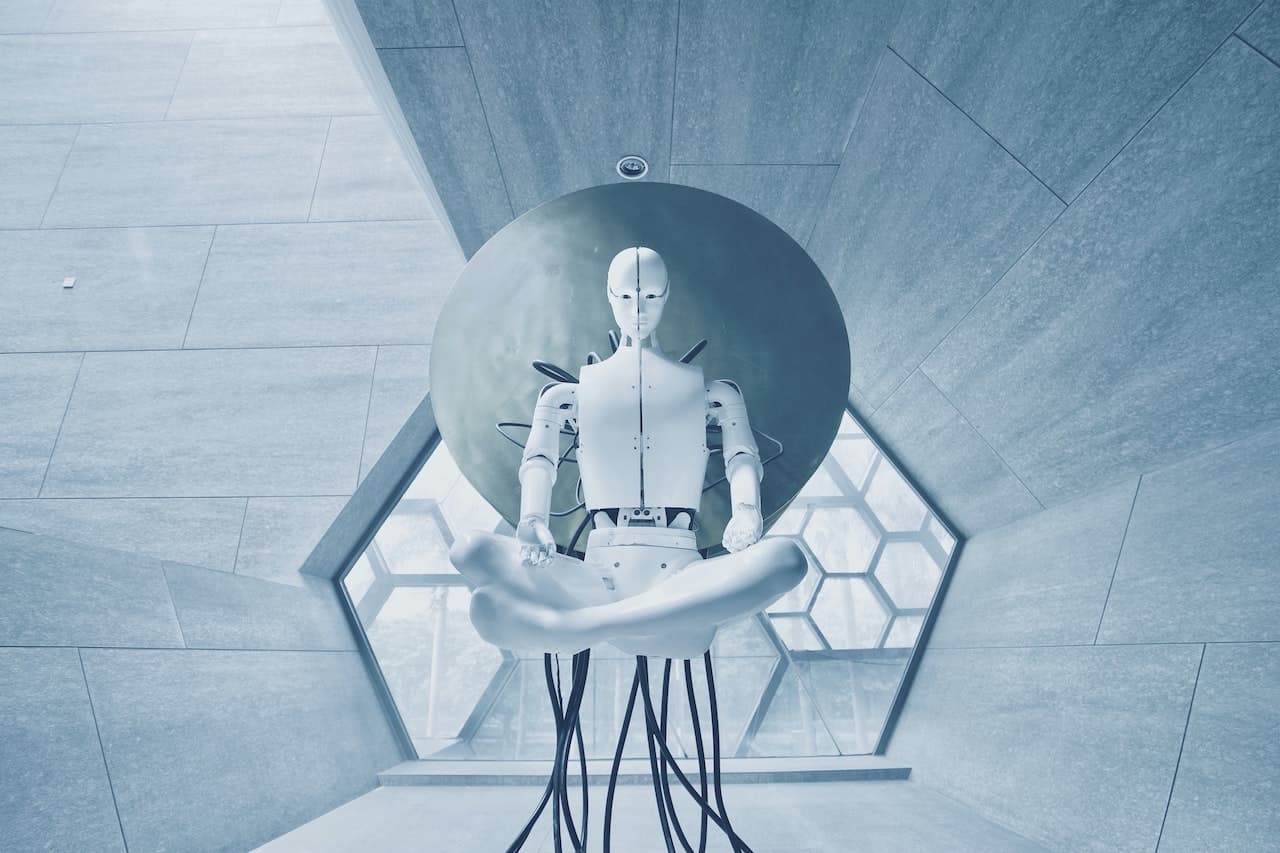 A robot meditating A robot meditating